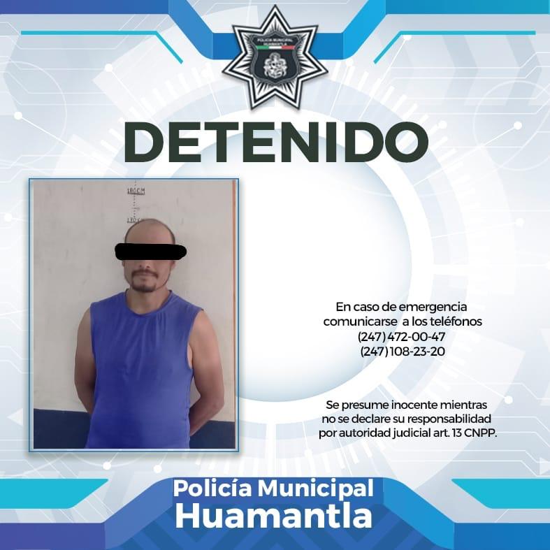 Patrullaje permanente de la Policía de Huamantla detecta a ladrón de material eléctrico
